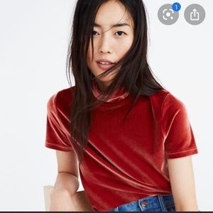 NWOT Madewell Orange Velvet Top